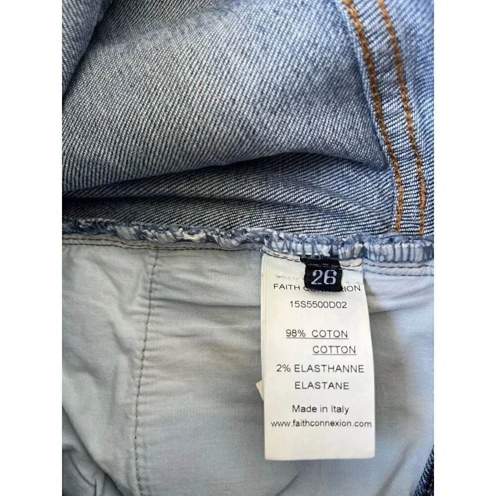 Faith Connexion Women's Denim Destroyed Ankle Jeans Bleach Size 26 - Picture 6 of 11